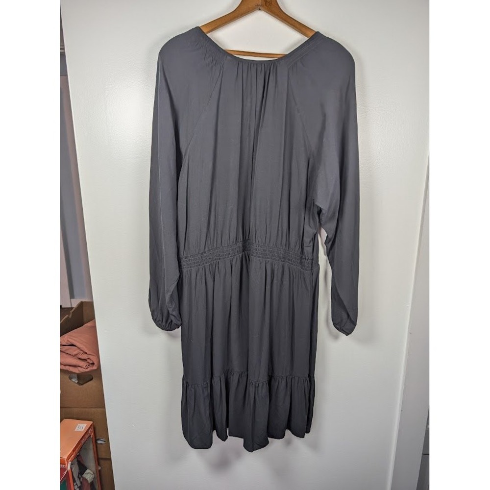 Old Navy Midi Dress Women Size XXL TALL Smocked Office Minimalist Goth Flowy NEW - Picture 6 of 7